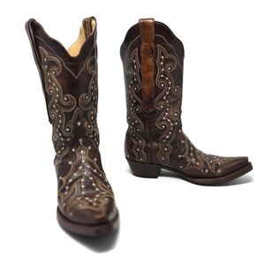Old Gringo Celeste Embroidered Stars Cowboy Western Boots Dark Brown 7